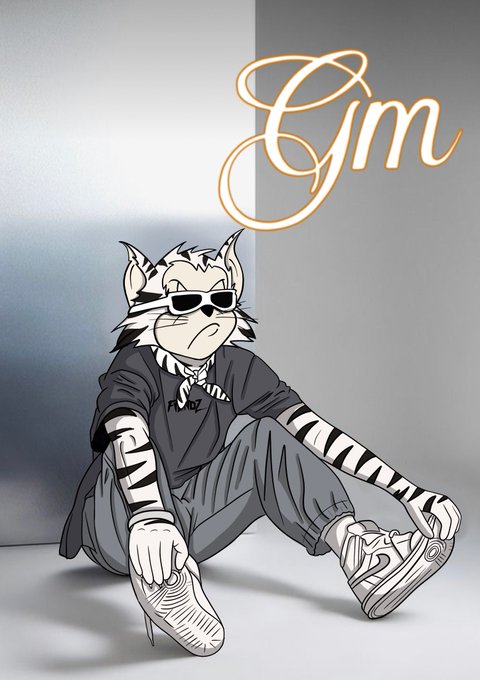 An illustration shows a grumpy anthropomorphic cat character wearing sunglasses and casual clothes, sitting on the floor with a neon 'Gym' sign on the wall behind it.