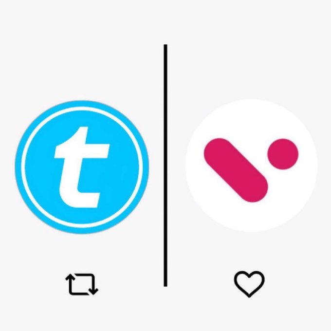 The image shows two cryptocurrency logos side by side: a blue circular icon with a lowercase "t" representing Telcoin ($TEL), and a pink/magenta icon representing Velo ($VELO), separated by a vertical line. The accompanying text asks which payments-focused coin, $TEL or $VELO, will perform better this year.
