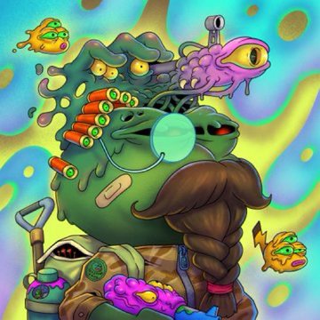 The image features a cartoon character with a beard, wearing a green shirt and goggles, holding a camera. The character appears to be exploring an underwater world filled with fish and other sea creatures. The background of the image is a vibrant mix of blue, purple, yellow, and pink colors, creating a surreal atmosphere. The post includes text that reads "GM EXPLORERS! IT'S THE WORLD PEPE EXPLORERS DAY! EXPLORE EVOLVE." This suggests that the artist has created this unique and imaginative scene to celebrate the spirit of exploration and adventure.