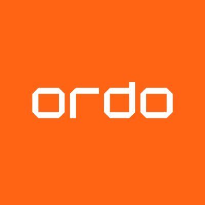 An orange logo with the word "ordo" in a stylized, angular white font.