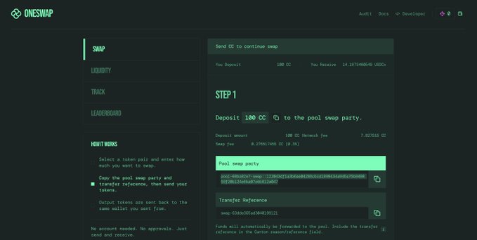"OneSwap" is a trading platform where users can perform swap transactions through one click. The focus of this particular image is a screenshot from their interface, showing a user trying out the OneSwap exchange. The screen displays information about the transaction, including details such as the cryptocurrency being used and its value, as well as the initial amount of the swap. The trading platform seems to be user-friendly, with an emphasis on making transactions simple, fast, and straightforward from start to finish.