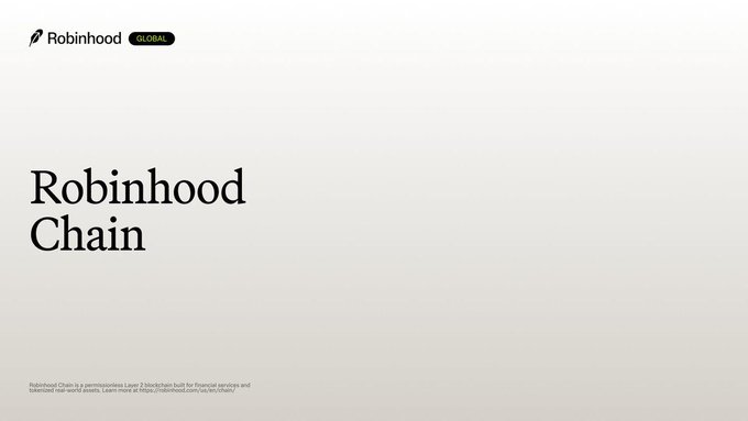 A webpage screenshot for 'Robinhood Chain' with the Robinhood logo and 'GLOBAL' tag in the top left corner.