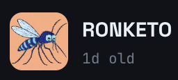 A graphic showing a stylized eye on skin-toned background with the text 'RONIKETO' and '1d old'.