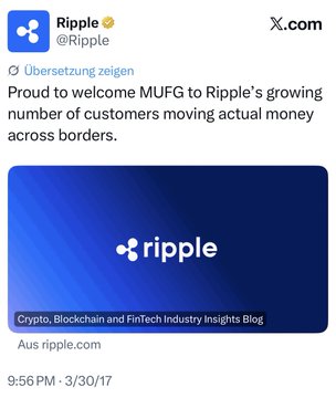 The image shows a social media post with a blue background featuring a white logo for Ripple, which is an online currency exchange platform. The post includes text that reads "PROBABLY NOTHING $XRP JAPAN". This message seems to be promoting Ripple as a way to make money through cryptocurrency trading or investing in the digital currency market.
