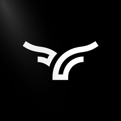 A minimalist black-and-white logo featuring two curved, horn-like shapes on a dark gradient background, displayed alongside news that Bullish has extended a $100 million stablecoin credit facility to USD.AI for AI-related GPU-backed lending.