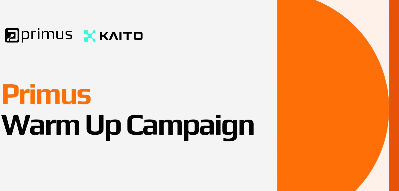 A promotional graphic for the 'Primus Warm Up Campaign' featuring logos for Primus and Kaito.