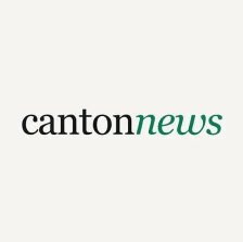 A minimalist logo reading "canton news" with the word "news" in green and "canton" in black on a white background.