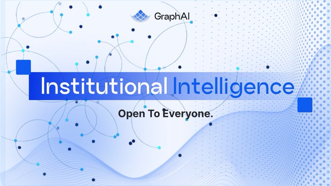 A promotional banner for "Graph.AI" featuring "Institutional Intelligence - Open To Everyone." text with a blue network node design background.