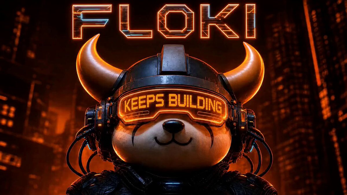 The image features a cartoon bear wearing futuristic goggles, giving it an appearance of a robot or cyborg-like creature from outer space. The bear has horns and appears to be in a futuristic setting with buildings visible in the background. The caption below the image reads "YOU WANT TO SEE DEVELOPMENT IN THE CRYPTO SPACE YOU WANT TO BUILDING AT ITS BEST YOU NEED FLOKI". This suggests that there is an ongoing development process for cryptocurrency, which could potentially involve building and managing digital assets or participating in blockchain technology.