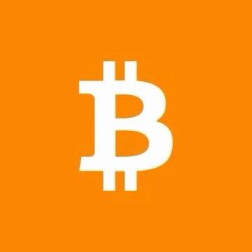 The Bitcoin (BTC) logo, a stylized white 'B' with two vertical strokes, displayed on a bright orange background.