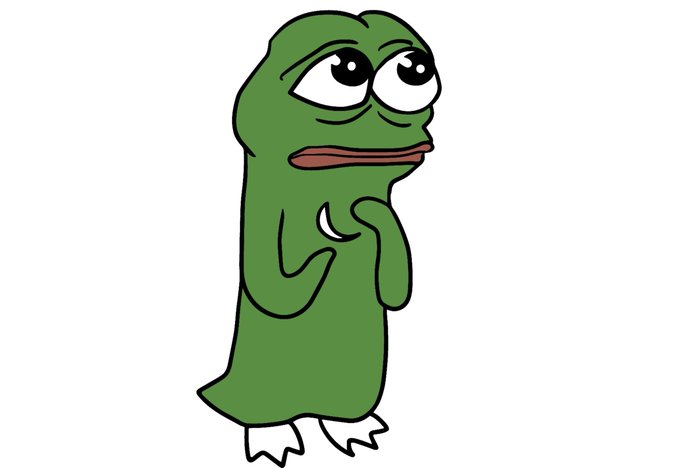 A cartoon illustration of a sad-looking green character with big eyes and small white feet standing against a white background.