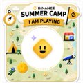 A small square image serves as a thumbnail or icon for a 'BTHACK SUMMER CAMP' server, displaying a yellow character and the text 'I AM PLAYING' against a camping-themed background.