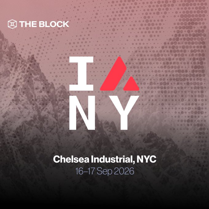 Promotional graphic for "The Block" event featuring "I ❤️ NY" branding, with details reading "Chelsea Industrial, NYC" and "16-17 Sep 2026" set against a mountain backdrop with halftone dot effect.