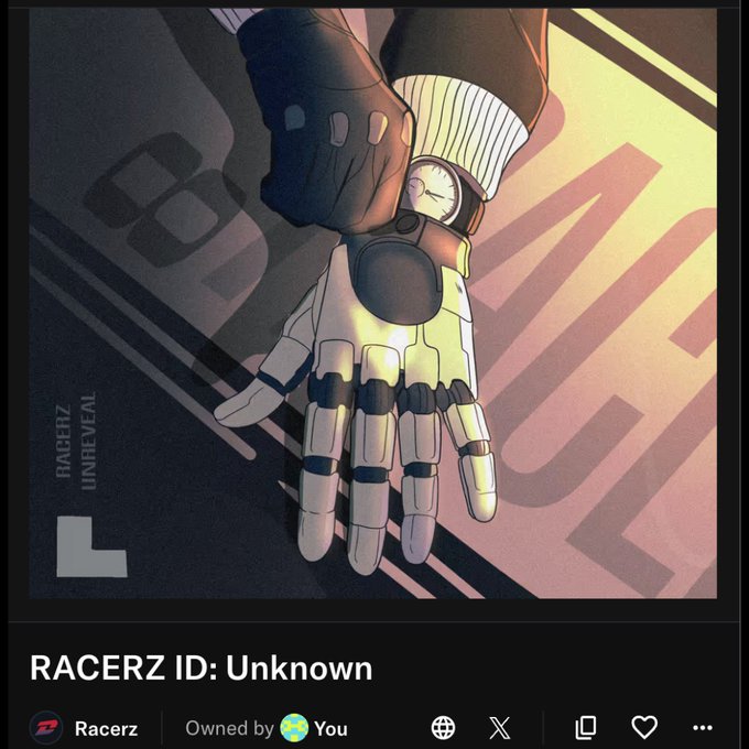 The image features a hand with a watch on it, placed against a black background. The caption for the image reads "Racerz ID: Unknown", indicating that the image might be related to an unknown creator or account.