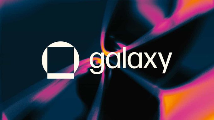 A Galaxy brand graphic displaying a white dome logo next to the word 'galaxy' against a vibrant abstract background with pink, magenta, and orange hues.