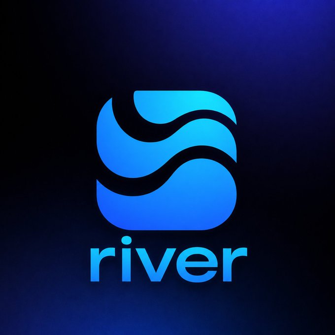 A logo featuring stylized blue waves above the word 'river' on a dark blue gradient background.