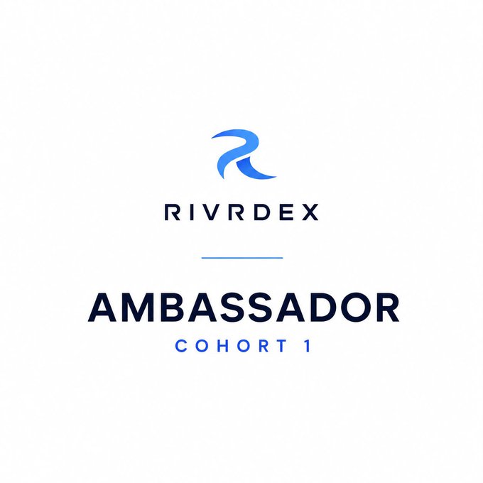 A clean logo graphic for 'RIVRDEX' featuring a stylized blue 'R' mark above the text 'AMBASSADOR COHORT 1' on a light background.