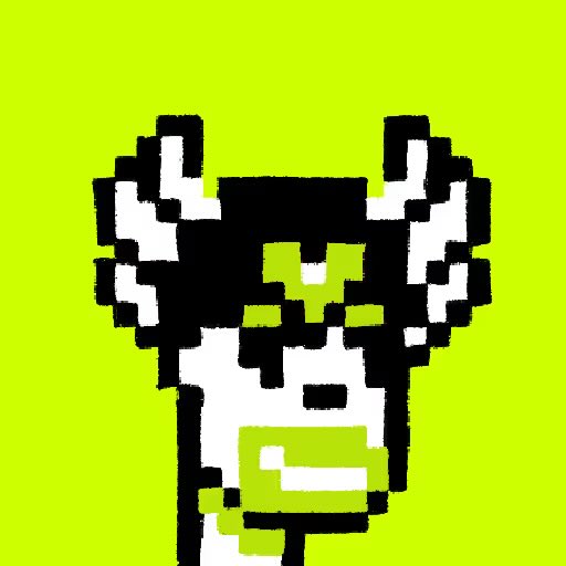 A pixel art portrait of a character with large, fluffy black and white ears set against a vibrant green background. The image serves as a profile picture (PFP) for OrdinalsHood, paired with a weekend greeting.