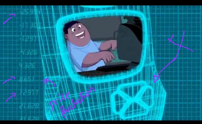 The image features a cartoon character with a big smile, sitting inside an electronic device that has a screen displaying a computer monitor or TV screen. The character appears to be using the device, possibly typing on a keyboard or interacting with some software. The background of the image is blue and white, which gives it a futuristic feel. In the bottom right corner of the image, there's a post with text that reads "They always hinting. $XPR". This message seems to be related to the cartoon character in the image, possibly indicating a connection between the character and some sort of technological advancement or mystery.
