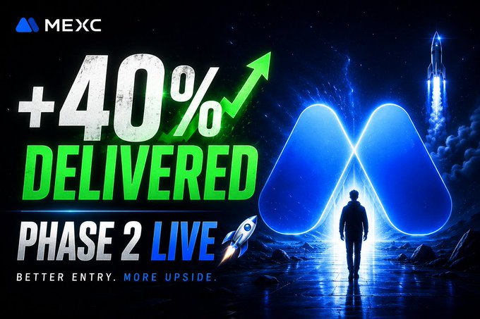 The image features a person walking under blue sky filled with stars near some mountains, indicating they are in space. The setting has a futuristic appearance, possibly representing an environment created by MEXC, which stands for Microsoft Exchange Center. The text on the image, along with what is being delivered, appears to be a promotional message from MEXC about their new launch or expansion phase of a project or feature.