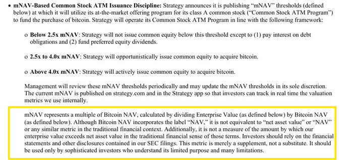The image shows a screenshot of an informational text posted on social media, written by someone named B&H. This text includes details about a strategy called NAV (Net Asset Value) that is being promoted. The content of this post also references the NAV of NAV and a company called EV MNAV, which might be related to some financial news or developments in the cryptocurrency space. Additionally, there are two other people named Erin and Jennifer on the social media platform where the image appears to have been shared.