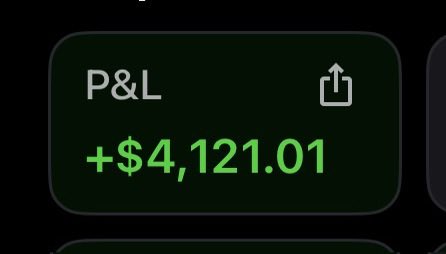 A dark digital display showing a profit and loss figure of "P&L +$4,121.01" in green text.