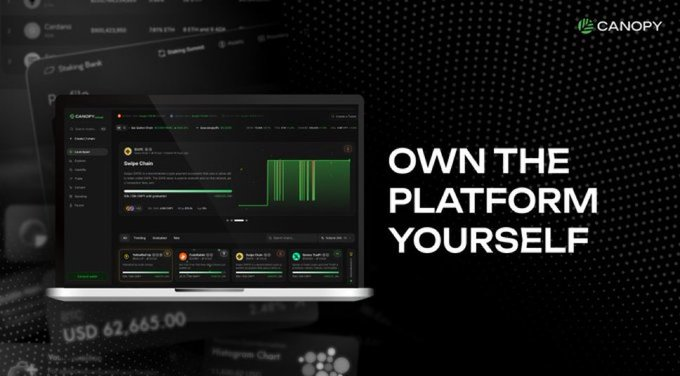The image shows a laptop screen displaying a dashboard of a trading platform, along with text that states "OWN THE PLATFORM YOURSELF" and emphasizes the importance of security. The main focus of this message is not only on the user-friendly aspects of the trading platform but also on the importance of securing personal data and transactions for financial stability and success in the digital world.