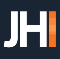 A logo featuring the letters 'JHI' in white with an orange vertical bar on a dark blue background.