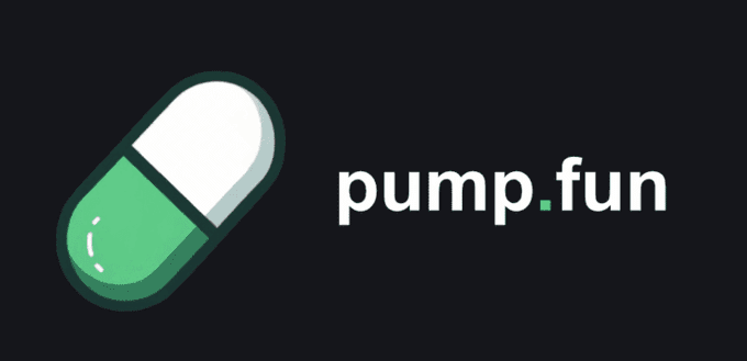 The image displays the pump.fun logo, featuring a stylized green and white pill capsule icon next to the text "pump.fun" on a black background. This branding relates to the post about pump.fun's release of $86 million in insider tokens following the expiration of its one-year lock-up period.