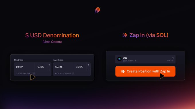 The image shows a screenshot of a trading platform's interface, which displays two key features for users - Limit Orders (LIMIT) and Positioning (POS). The LIMIT feature allows traders to set price limits for their orders, while the POSITIONING feature enables them to create positions with specific parameters. These improvements aim to enhance user experience by providing a more streamlined and efficient way of managing trading activities.