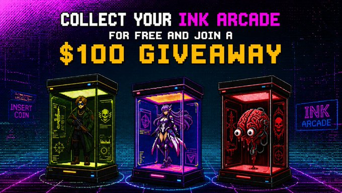 The image features an advertisement for an Ink Arcade with three sealed digital artifacts placed inside glass cases of different colors - purple, blue, and pink. Each artifact has its own unique design, depicting characters or objects that may have historical significance. One artifact is described as a character named "INK", which could be the game's title or the name of one of its main themes. 
 The post suggests that these artifacts are up for auction, providing an opportunity to collect any three items from the collection by a $100 limit. This creative concept allows fans to have their own piece of history and contributes to the uniqueness of each item, setting it apart from others in the arcade games' collection.
