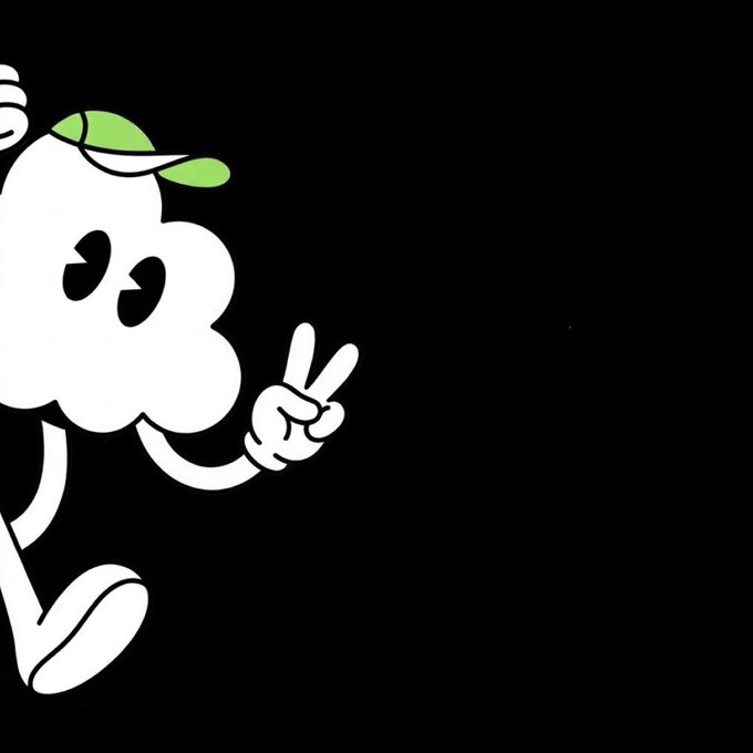 A white cartoon cloud character wearing a green baseball cap makes a peace sign, peeking in from the left side of a black background. The cheerful, casual mascot image softens the somber tone of the announcement that the PUF ecosystem has shut down.