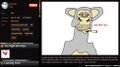 A pixelated cartoon mouse/koala character in gray appearing on what looks like a Twitch livestream with chat visible on the left side.
