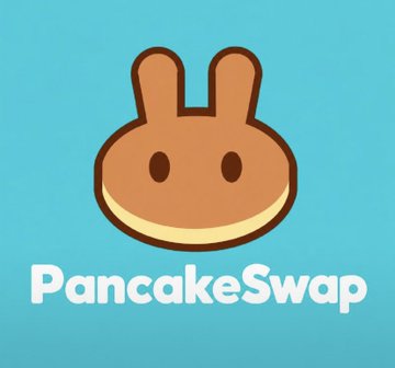 The PancakeSwap logo featuring its signature brown bunny mascot on a teal background.
