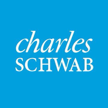 Charles Schwab logo displayed on a solid blue background in white text.