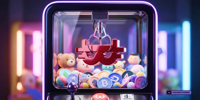 The image features an arcade game with a red claw machine that has a Bitcoin symbol on its claw. The game appears to be designed for children or young people who enjoy playing video games, as indicated by the presence of teddy bears inside the claw machine. The game is described as having a fun and engaging experience, which suggests that it is well-designed and enjoyable for players.