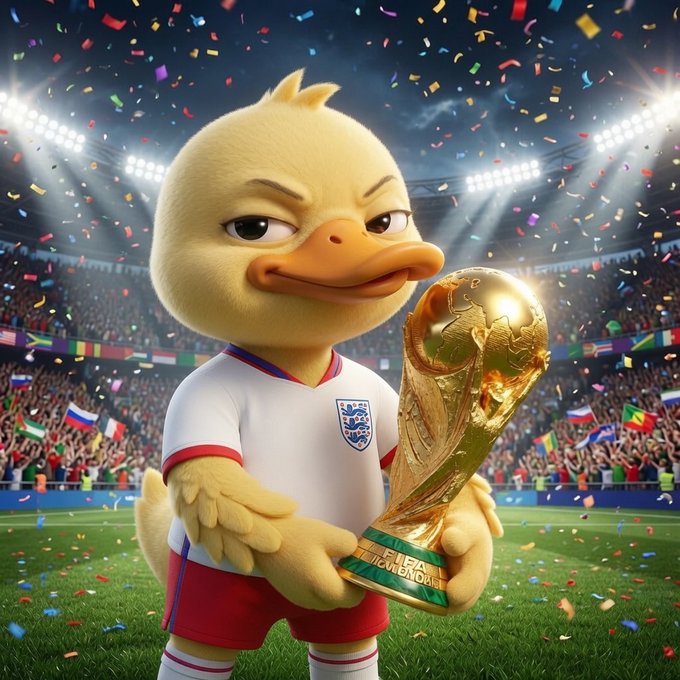 The image features a cartoon duck holding a trophy, possibly representing a sports achievement or competition. The duck appears to be wearing a soccer uniform with red shorts and a white shirt. The background of the image shows a stadium filled with people, indicating that this event is taking place in front of an audience. The post mentions web3 marketing as a solution for targeting niche audiences, which could potentially apply to the cartoon character's achievement or competition if it were related to sports or gaming.