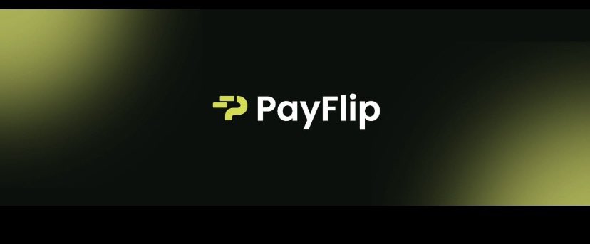 The PayFlip logo, featuring a green stylized 'P' symbol, is displayed in white text against a dark background with subtle green light gradients.