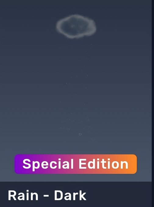 A dark-themed graphic showing a rain cloud with falling droplets, labeled "Special Edition" and "Rain - Dark".