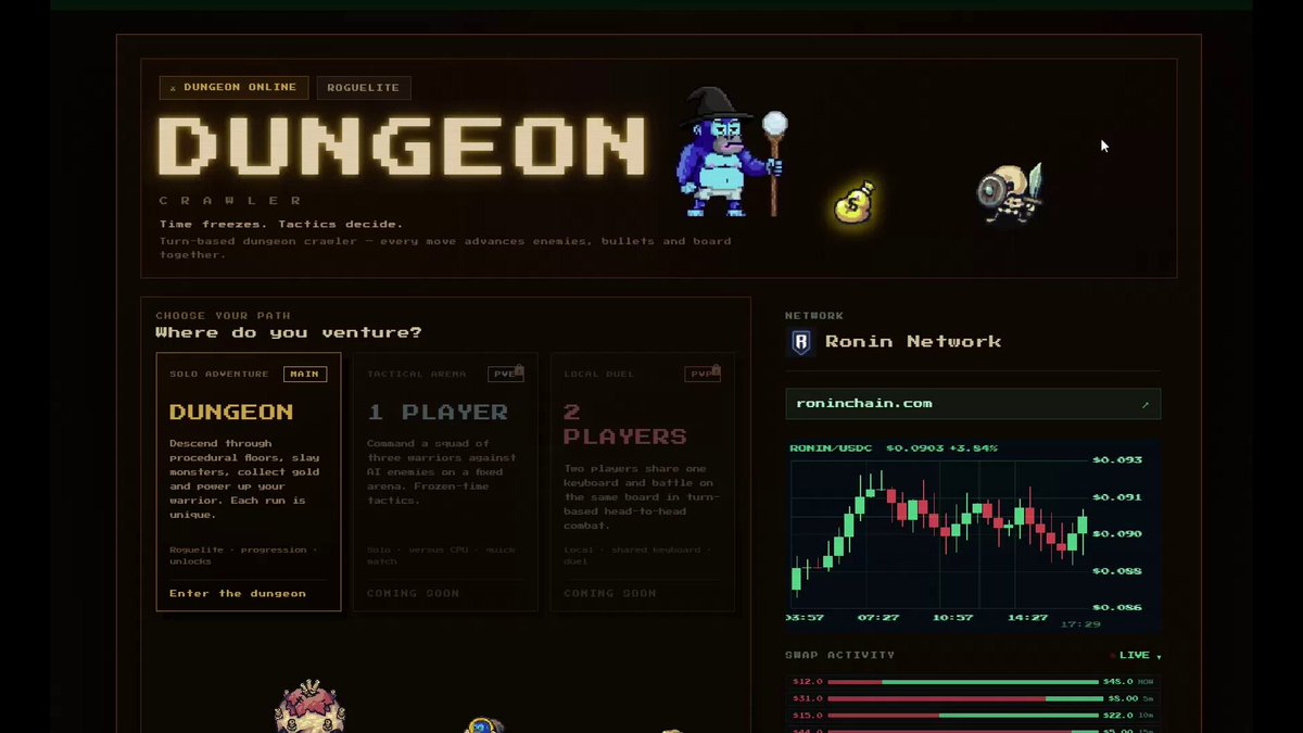 The image displays an infographic of a game called "Dungeon" with various characters, including a blue robot who appears to be a wizard. The infographic shows the game's interface features different elements such as gameplay options, player statistics, graphs, and data tables. It also provides additional information about the game and its components, demonstrating that it is created by @claudeai.