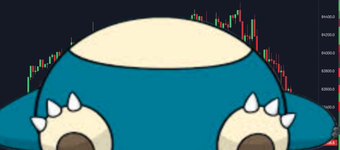 An image of a Pokemon (Vaporeon) overlaid on a financial candlestick chart showing a downward trend.