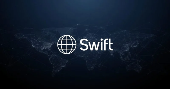 Dark blue banner featuring a globe icon with the word 'Swift' over a world map network design.