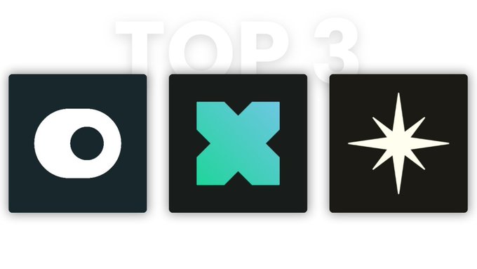The image displays "TOP 3" in faded text above three black square icons featuring white and teal logos (a circle, an "X," and a star), visually representing the user's top three airdrop projects. It complements the post by highlighting the featured protocols: xStocksFi, bulktrade, and Onre Finance.