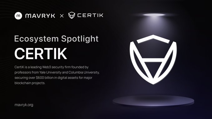 The image features a logo for an ecosystem spotlight that focuses on Certik. The logo includes a shield with a triangle at its center, which is a symbol often associated with Certik's name. Below this logo, there are two lines of text that read "ECOSYSTEM SPOTLIGHT @CertiK Institutional RWA infrastructure demands institutional-grade security demands". This suggests that the image is promoting Certik and their ecosystem spotlight service, which provides security solutions for institutions using blockchain technology.