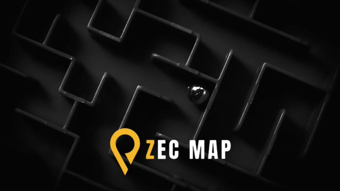 A dark 3D maze with a silver ball and the yellow logo 'ZEC MAP' displayed at the bottom.