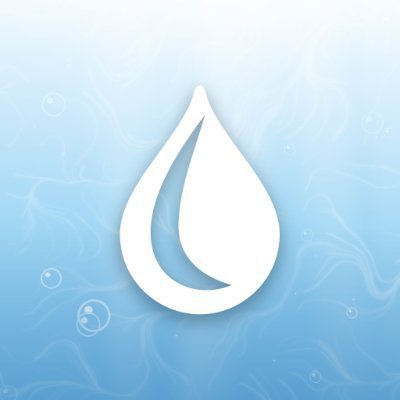 Sui cryptocurrency logo displayed as a white water droplet against a light blue background with bubbles.