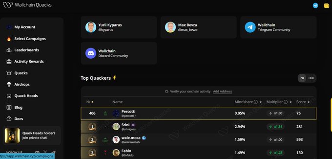 The image depicts an account dashboard for the social media platform @wallachquotes. The dashboard contains information about the users' tokens or shares on the platform, such as followers, likes, and comments. It also has various features that cater to different audiences and preferences, like leaderboards, news feeds, and lists of users based on their interests. In addition, there is a small section dedicated to Twitter and a dropdown menu for users who may have multiple social media profiles or want to check their own data in the dashboard. The image focuses primarily on the user's token shares and the account itself, as well as some related data on @wallachquotes' functionality.