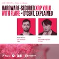 The image features a poster with two men's faces against a pink background. The text on the poster reads "Hardware-secured XP yield with flare - O'cent, explained" and there are three other texts below that read "Focus on what is in the image and how it relates to the post".