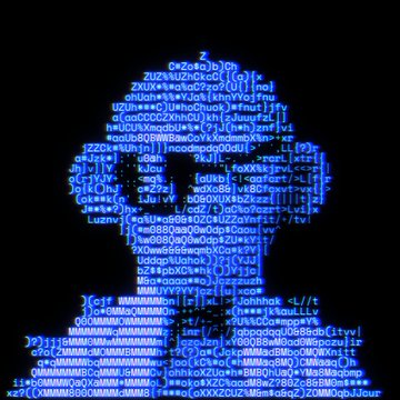The image displays ASCII art in the shape of a gorilla/ape's head and shoulders, rendered in blue text on a black background, composed of various alphanumeric characters, symbols, and letters including sequences like "Z#Zssb&b", "ZNUX", "KdUK", and "MMMMMM" that form the facial features and fur outline. This visualization of a primate face through character art directly illustrates the accompanying "Rare form: Ape" caption, with the character-based artwork creatively depicting the ape figure referenced in the post.