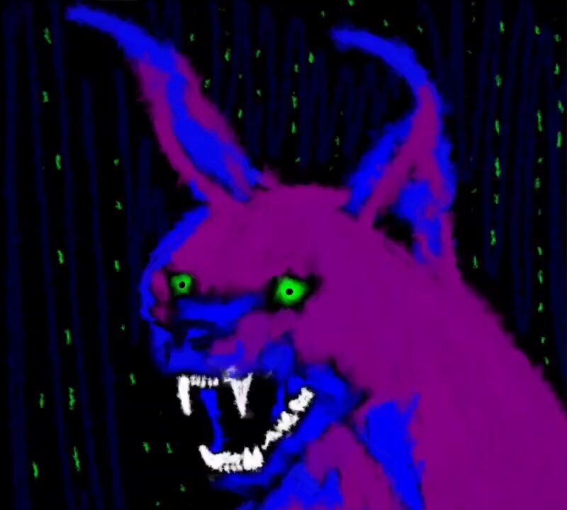 The image features a purple, furry animal with green eyes that appears to be roaring or growling at the camera. The background of the image is dark blue, which contrasts with the vibrant colors of the animal's fur. The caption "Untamed 01" suggests that this might be an art piece or a digital illustration created by someone named Untamed.